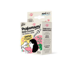 Confezione AMIPET Olio Essenziale Lenitivo per gatti 10ml – per spazzola a vapore, con menta ed eucalipto, effetto anti-prurito