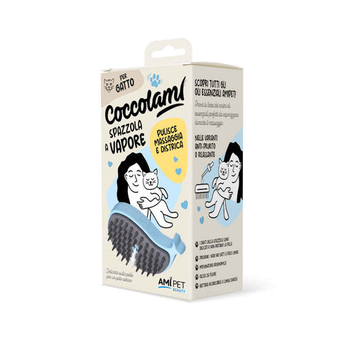 Coccolami – Spazzola a Vapore per Gatti 3 in 1 | Pulisce, Massaggia e Districa
