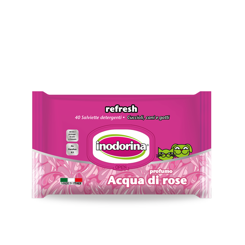 Inodorina Refresh 40 salviette - Profumazione Acqua di Rose