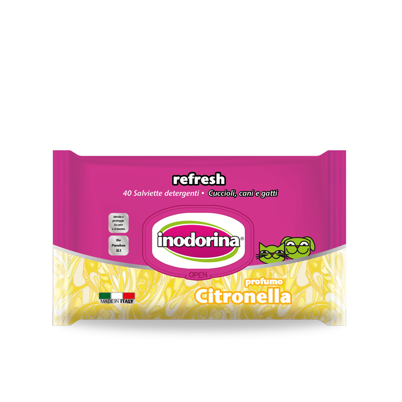 Inodorina Refresh 40 salviette - Profumazione Citronella