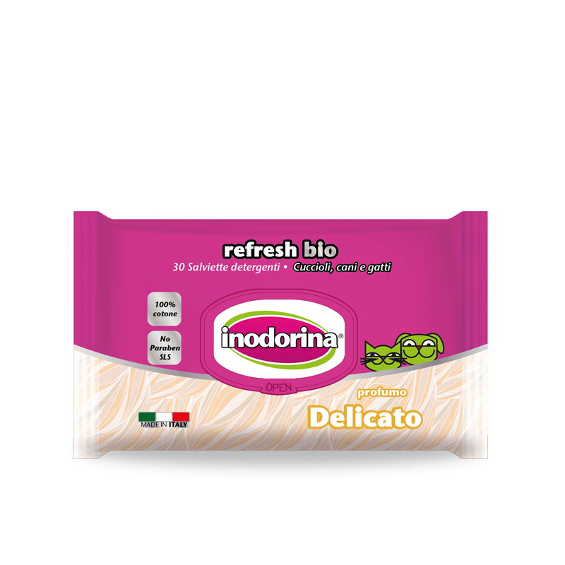 Inodorina Refresh Bio 30 salviette - Profumazione Delicata 100% cotone