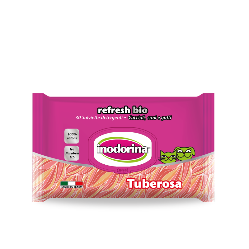 Inodorina Refresh Bio 30 salviette - Profumazione Tube Rosa 100% Cotone