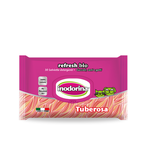 Inodorina Refresh Bio 30 salviette - Profumazione Tube Rosa 100% Cotone